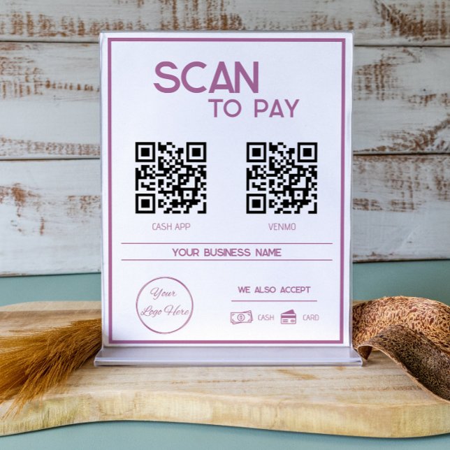 Affiche Minimal rose 2 QR codes analyse d'entreprise à pay (Créateur téléchargé)