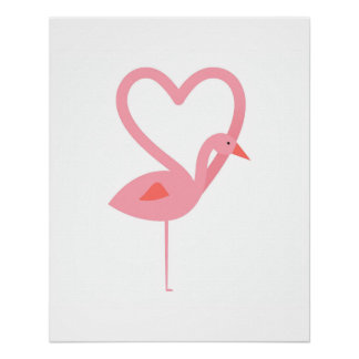 Affiche minimale Cœur de Flamant Rose