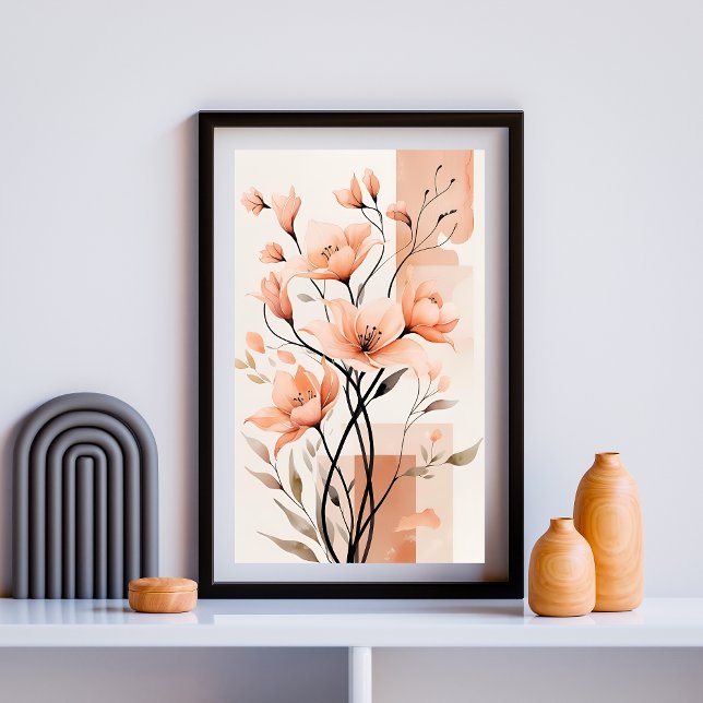 Affiche Minimalisme de la Fleur de Pêcher (Créateur téléchargé)