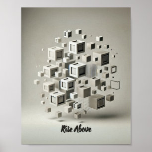 Affiche Minimalisme monochrome : Carrés flottants Abstrait
