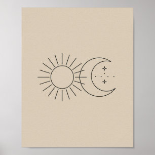 Affiche Minimalisme Soleil et Lune Art en Ligne Bohème