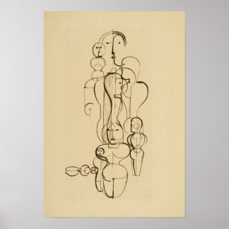 Affiche Minimalist Abstract Figurative Line Drawing  Vinta