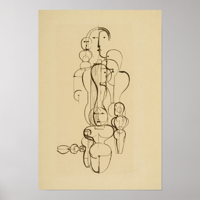 Affiche Minimalist Abstract Figurative Line Drawing  Vinta (Devant)