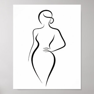 Affiche Minimalist Abstract Woman Body Line Art Silhouette