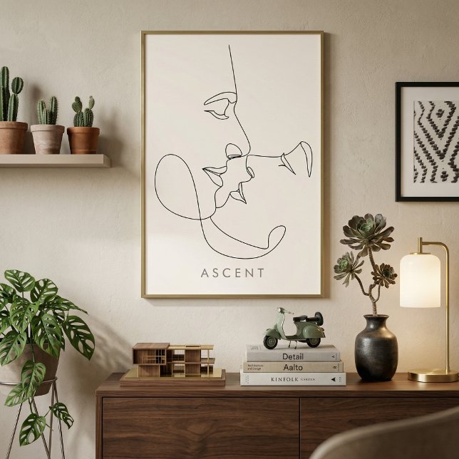 Affiche Minimalist 'ASCENT' Architectural Line Art - Moder (Minimalist 'ASCENT' Architectural Line Art - Modern Ivory Wall Decor)