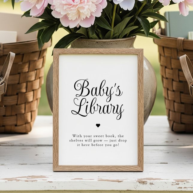 Affiche Minimalist "Baby's Library" Baby Shower Sign (Créateur téléchargé)