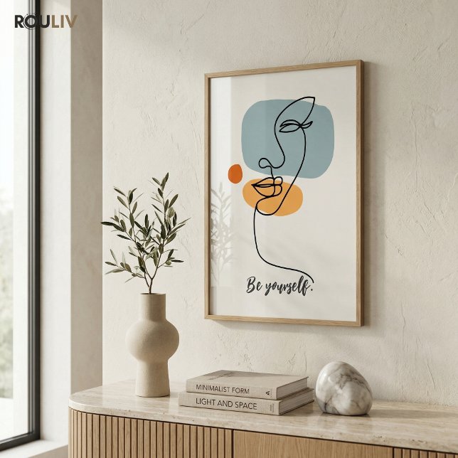 Affiche Minimalist 'Be Yourself' Architectural Line Art  (Minimalist 'Be Yourself' Architectural Line Art - Modern Ivory Wall Decor)