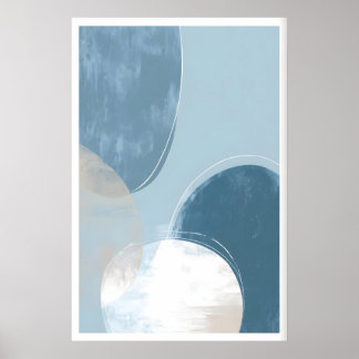 Affiche Minimalist Blue Circle Art Print - Soft Brush
