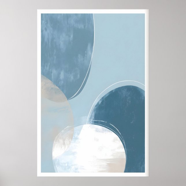 Affiche Minimalist Blue Circle Art Print - Soft Brush (Devant)