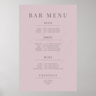 Affiche Minimalist Botanical Wedding Sign Dusky Rose