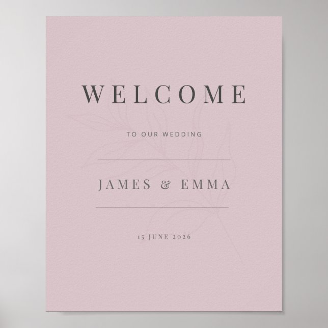 Affiche Minimalist Botanical Welcome Sign Dusky Rose (Devant)