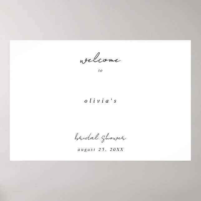 Affiche Minimalist Calligraphy Bridal Shower Welcome  (Devant)