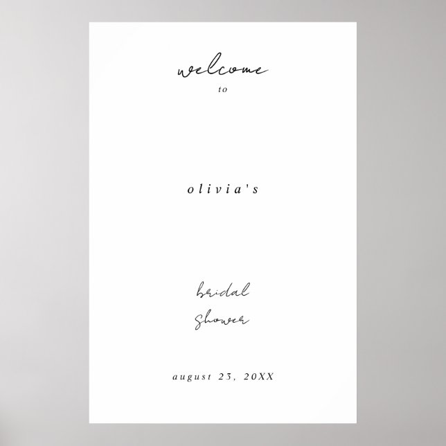 Affiche Minimalist Calligraphy Bridal Shower Welcome (Devant)