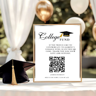 Affiche Minimalist College Fund QR Code Sign Graduation