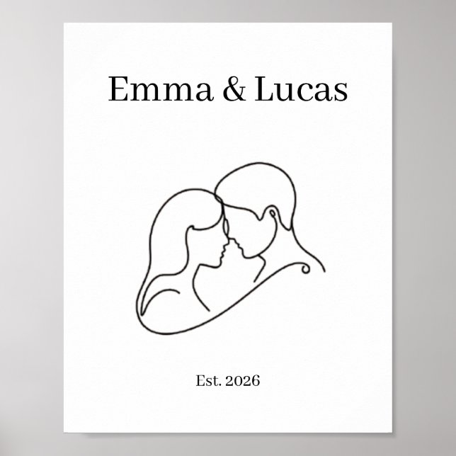 Affiche Minimalist Couple Line Art Custom Names (Devant)