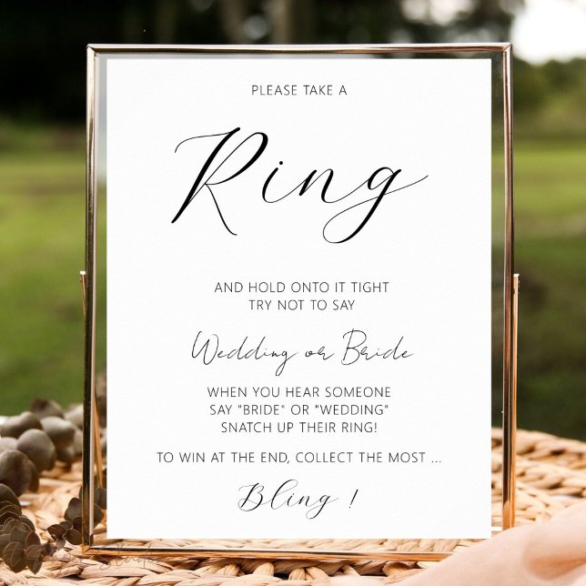 Affiche Minimalist Don't Say Bride Game Bridal Shower Ring (Créateur téléchargé)