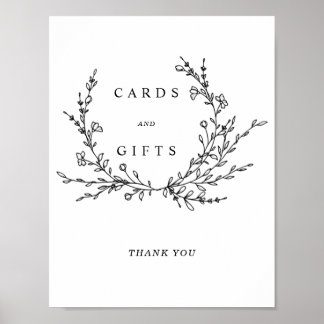 Affiche Minimalist Floral Line Art Cards & Gifts Sign