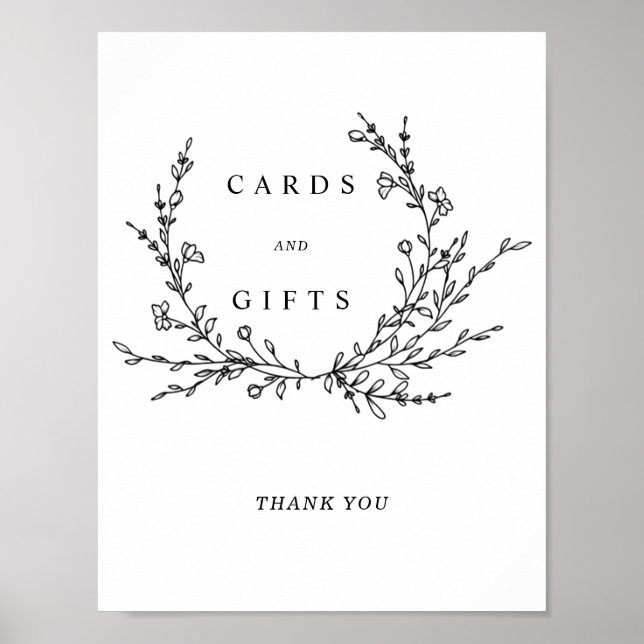 Affiche Minimalist Floral Line Art Cards & Gifts Sign (Devant)