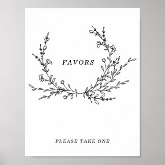 Affiche Minimalist Floral Line Art Favors Sign