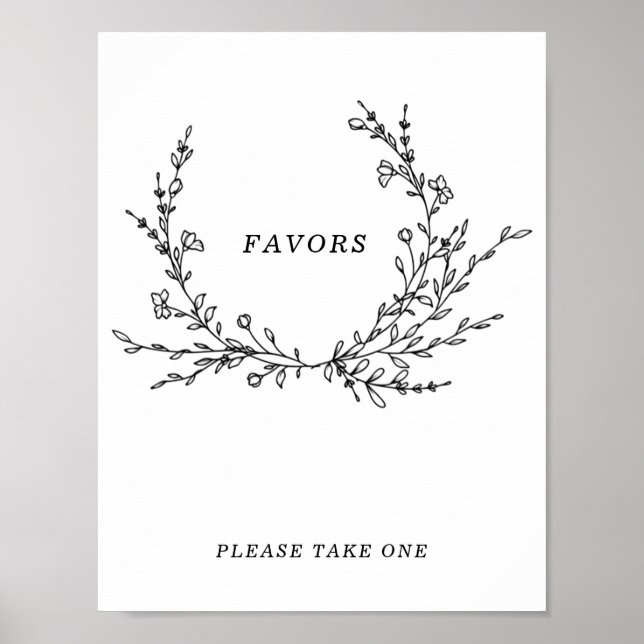 Affiche Minimalist Floral Line Art Favors Sign (Devant)