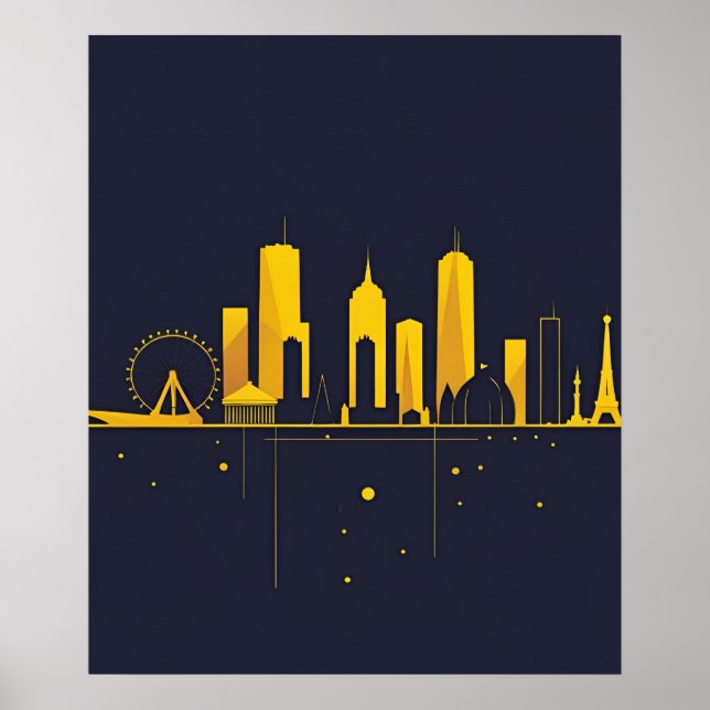 Affiche Minimalist Geometric City Skyline Silhouette  (Devant)