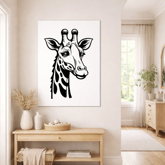Affiche Minimalist Giraffe Black and White  (Créateur téléchargé)