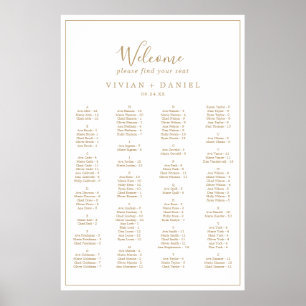 Affiche Minimalist Gold Alphabetical Seating Chart