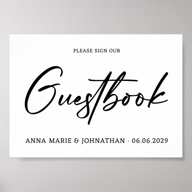 Affiche Minimalist Handwritten Guestbook Wedding Sign (Devant)