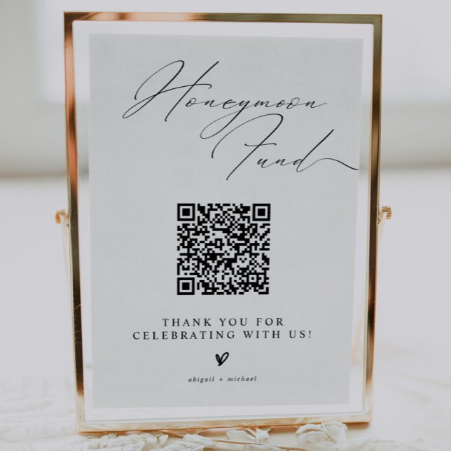 Affiche Minimalist Honeymoon Fund Sign with QR Code (Créateur téléchargé)