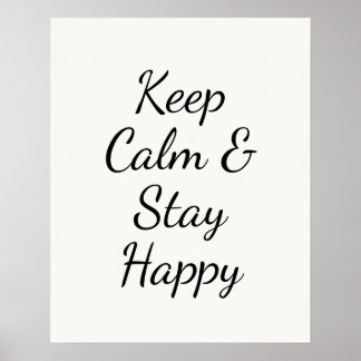 Affiche Minimalist Keep Calm & Stay Happy Typography Wall 