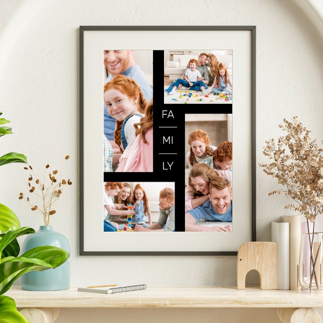 Affiche Minimalist Modern Four Photos Collage Family (Créateur téléchargé)