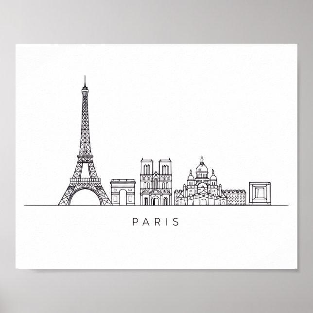 Affiche Minimalist Paris Skyline Line Art (Devant)