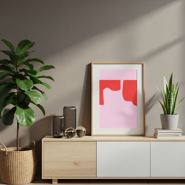 Affiche Minimalist Red Abstract Shapes Pink (Créateur téléchargé)