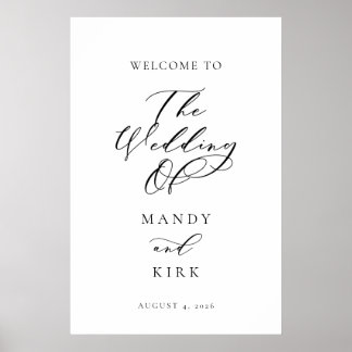 Affiche Minimalist Script Wedding Welcome Sign Banner