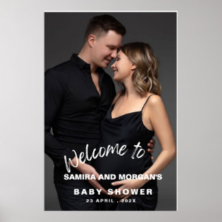 Affiche Minimalist simple modern Baby Shower Photo welcome