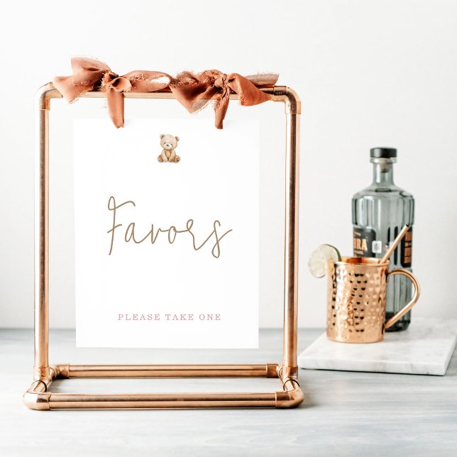 Affiche Minimalist Teddy Bear Baby Shower Favors (Créateur téléchargé)