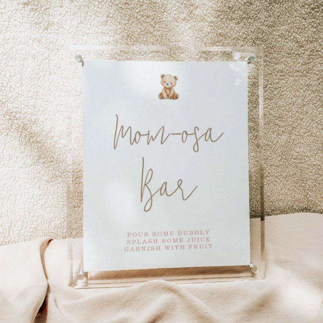 Affiche Minimalist Teddy Bear Baby Shower Momosa Bar (Créateur téléchargé)
