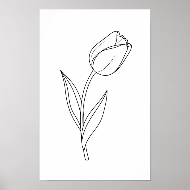 Affiche Minimalist Tulip Line Drawing (Devant)