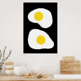 Affiche Minimalist Two Fried Eggs Kitchen Art