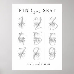Affiche Minimalist Wedding 9 Table Seating Chart Sign
