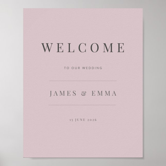 Affiche Minimalist Welcome Sign | Dusky Rose (Devant)