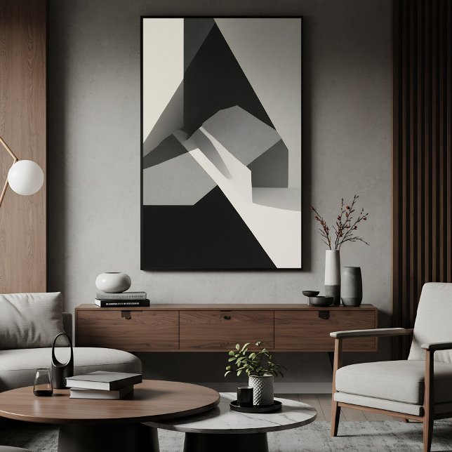 Affiche Minimaliste Abstrait Noir Blanc Gris (Créateur téléchargé)