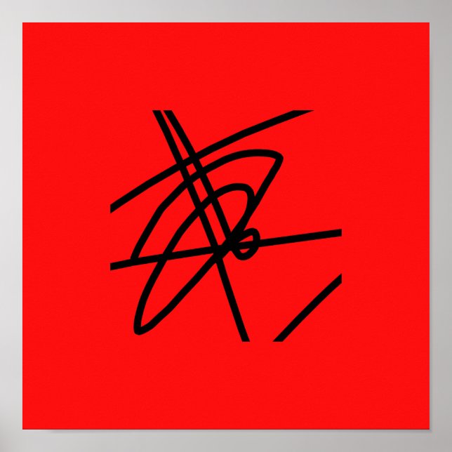 Affiche minimaliste abstraite lignes noir rouge (Devant)