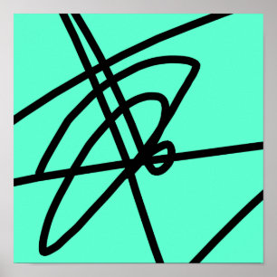 Affiche minimaliste abstraite lignes noir turquois