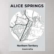 Minimaliste Alice Springs Moderne Blanc Carte Noir