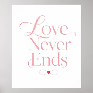 Affiche Minimaliste Amour Ne Finit Jamais Rose Gold Typogr