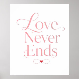 Affiche Minimaliste Amour Ne Finit Jamais Rose Gold Typogr