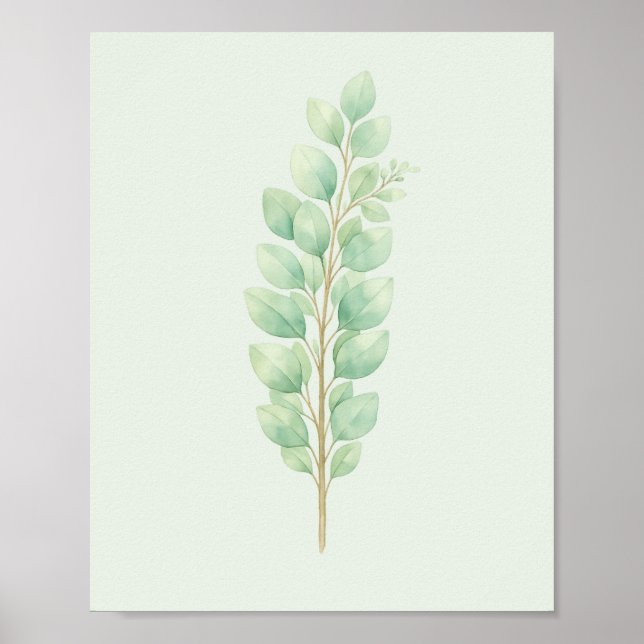 Affiche Minimaliste Aquarelle Feuillage Botanique (Devant)