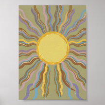 Affiche minimaliste artistique rétro soleil levant