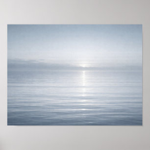 Affiche Minimaliste Calme Horizon de l'océan bleu Soleil R
